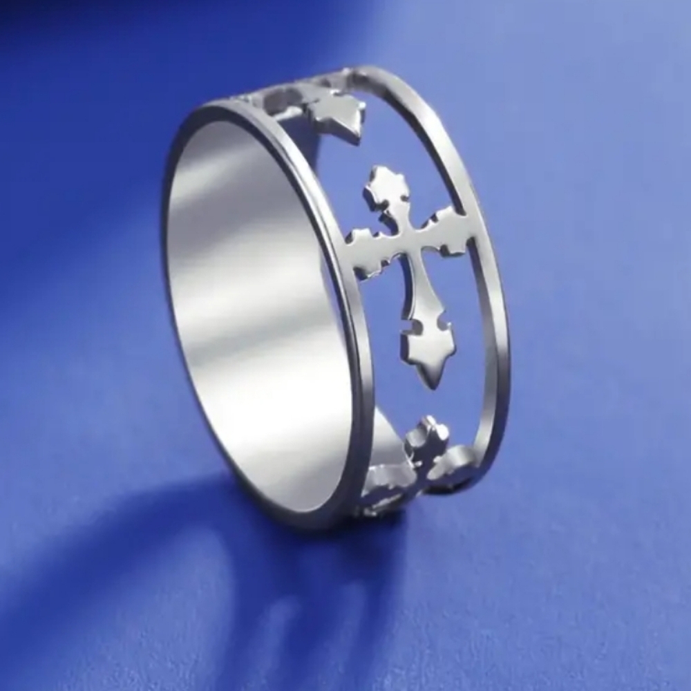 Latin Cross Ring, Stainless Steel Finger Rings, Amulet